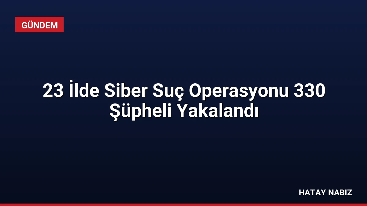 23 İlde Siber Suç Operasyonu 330 Şüpheli Yakalandı