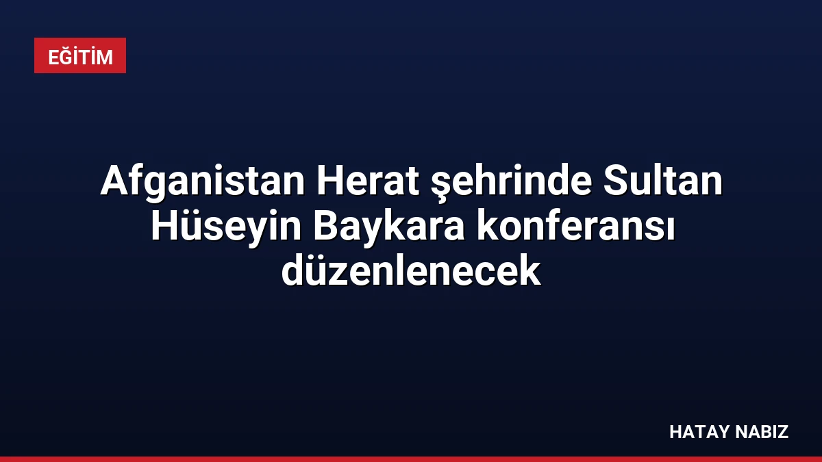 Afganistan Herat şehrinde Sultan Hüseyin Baykara konferansı düzenlenecek