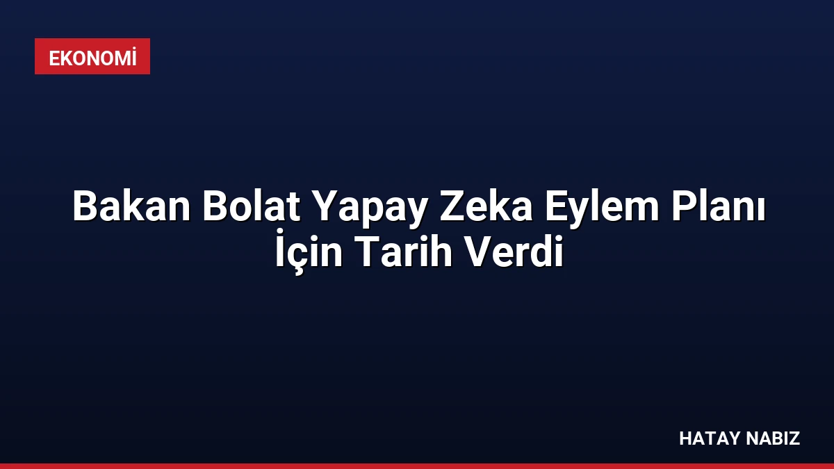 Bakan Bolat Yapay Zeka Eylem Planı İçin Tarih Verdi