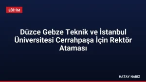 Düzce Gebze Teknik ve İstanbul Üniversitesi Cerrahpaşa İçin Rektör Ataması