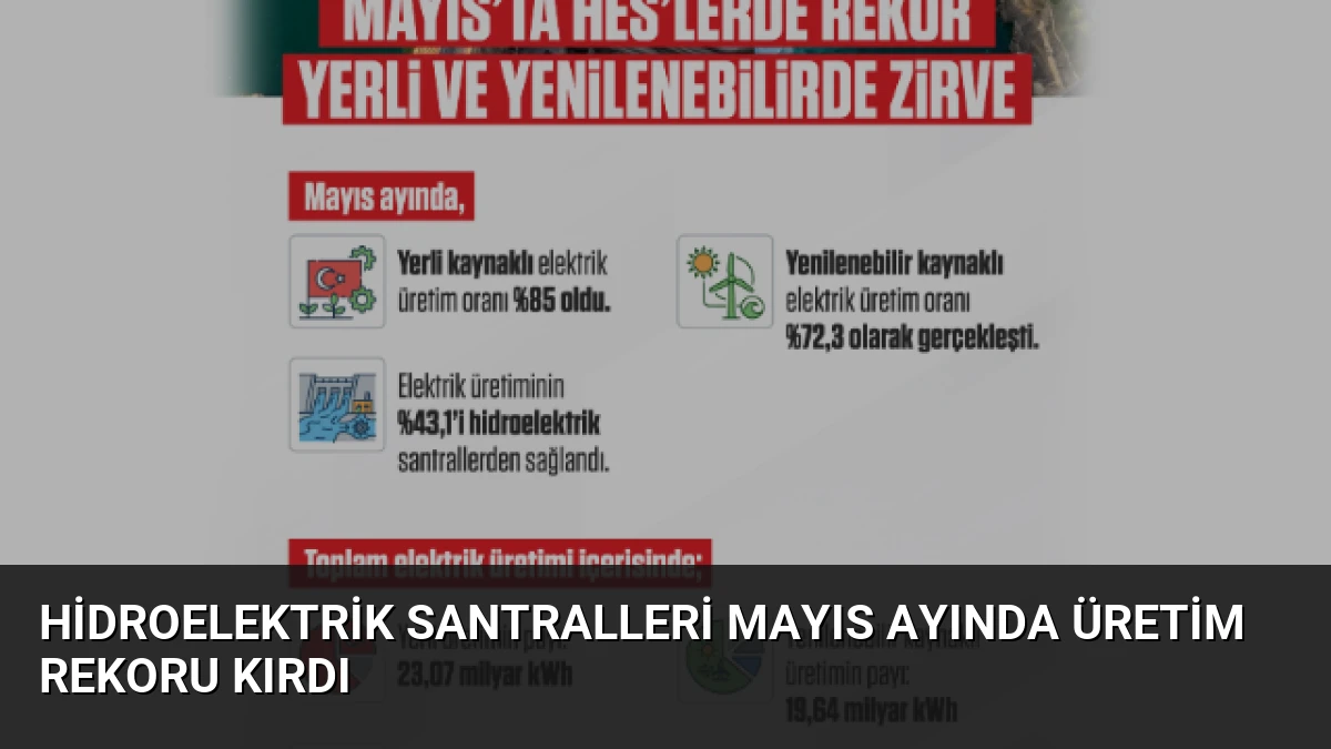 Hidroelektrik Santralleri Mayıs Ayında Üretim Rekoru Kırdı