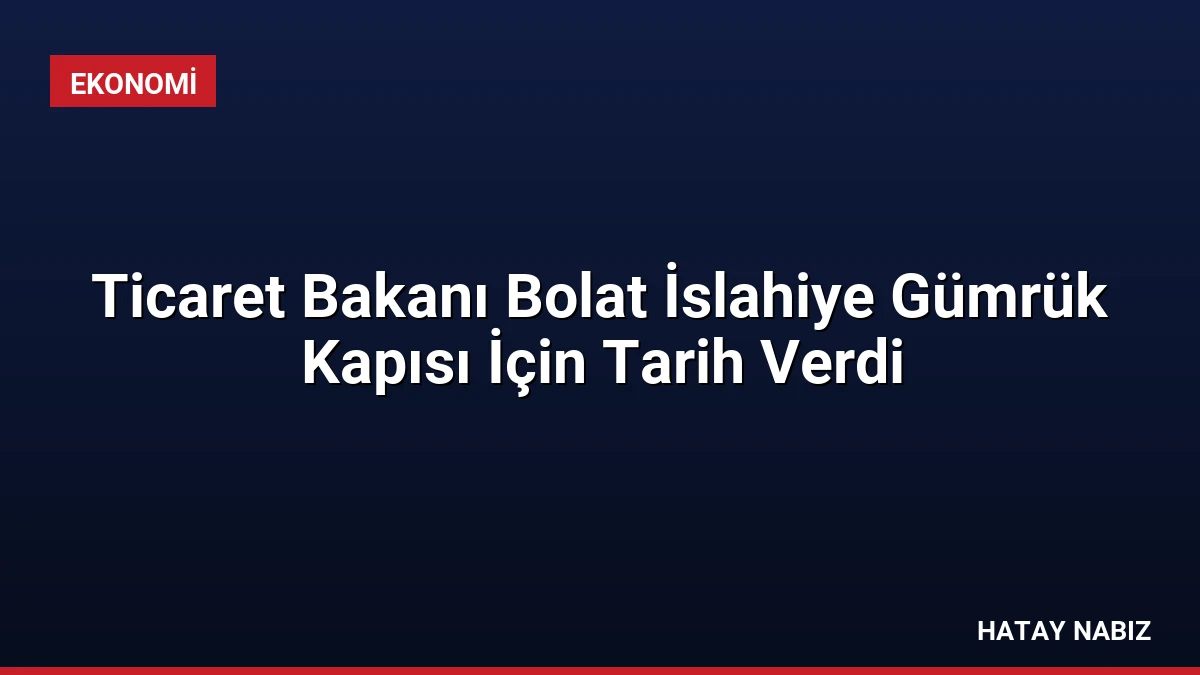 Ticaret Bakanı Bolat İslahiye Gümrük Kapısı İçin Tarih Verdi