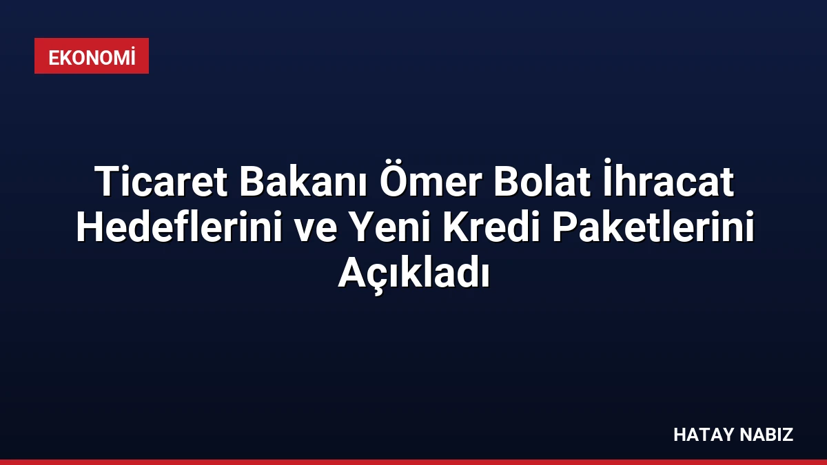 Ticaret Bakanı Ömer Bolat İhracat Hedeflerini ve Yeni Kredi Paketlerini Açıkladı