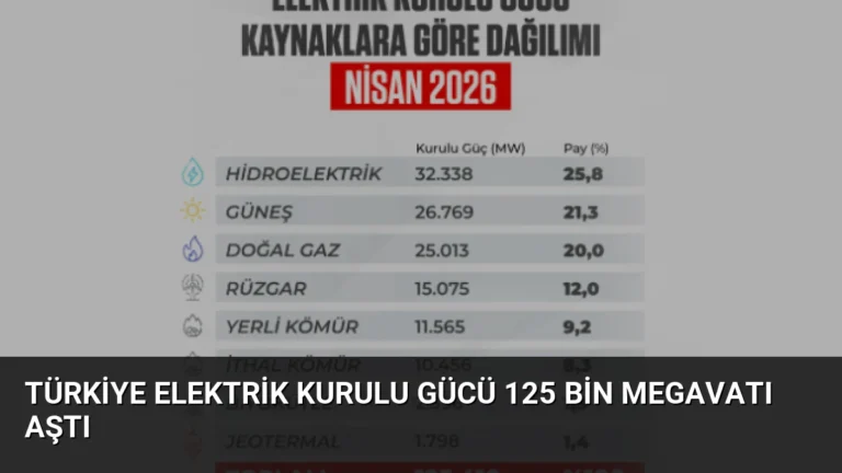 Türkiye Elektrik Kurulu Gücü 125 Bin Megavatı Aştı