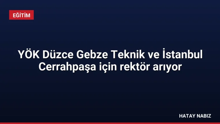 YÖK Düzce Gebze Teknik ve İstanbul Cerrahpaşa için rektör arıyor
