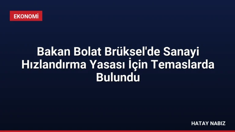 Bakan Bolat Brüksel’de Sanayi Hızlandırma Yasası İçin Temaslarda Bulundu
