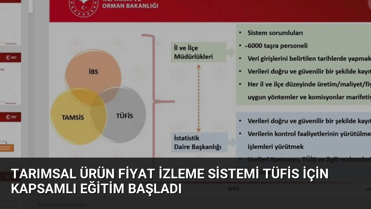 Tarımsal Ürün Fiyat İzleme Sistemi TÜFİS İçin Kapsamlı Eğitim Başladı