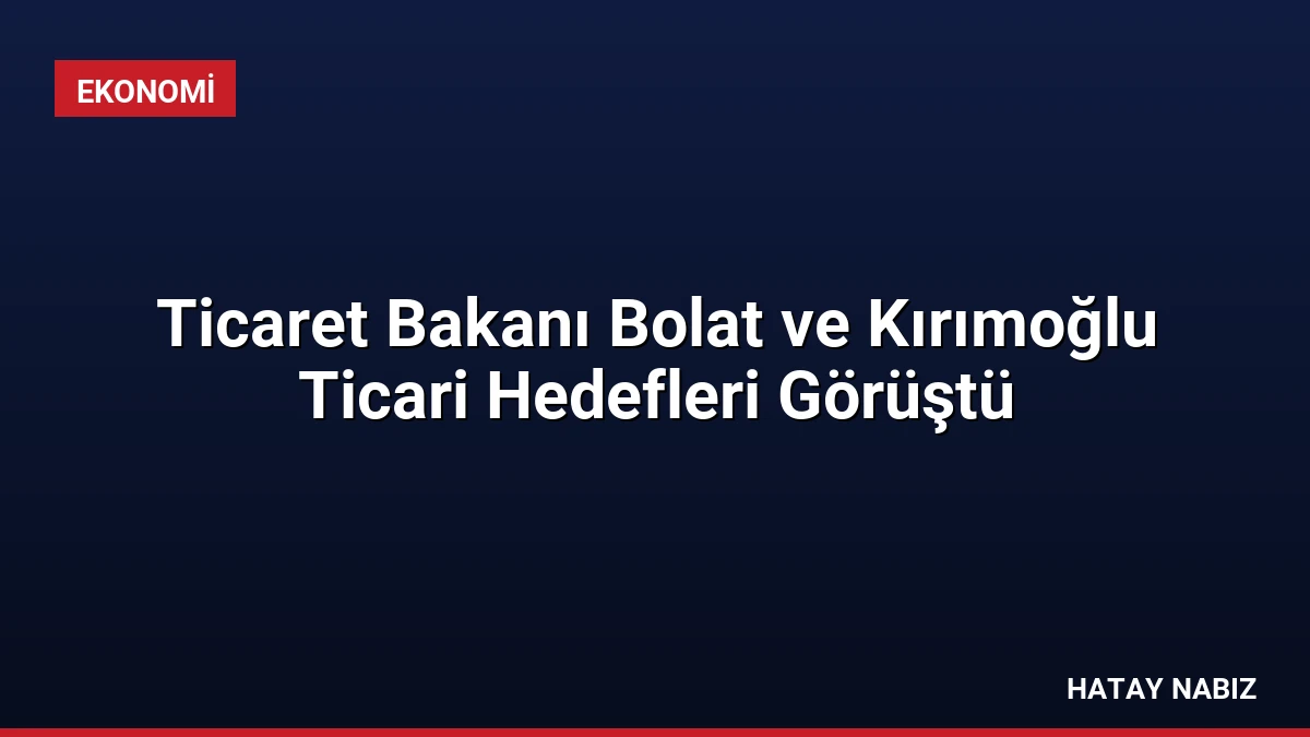 Ticaret Bakanı Bolat ve Kırımoğlu Ticari Hedefleri Görüştü