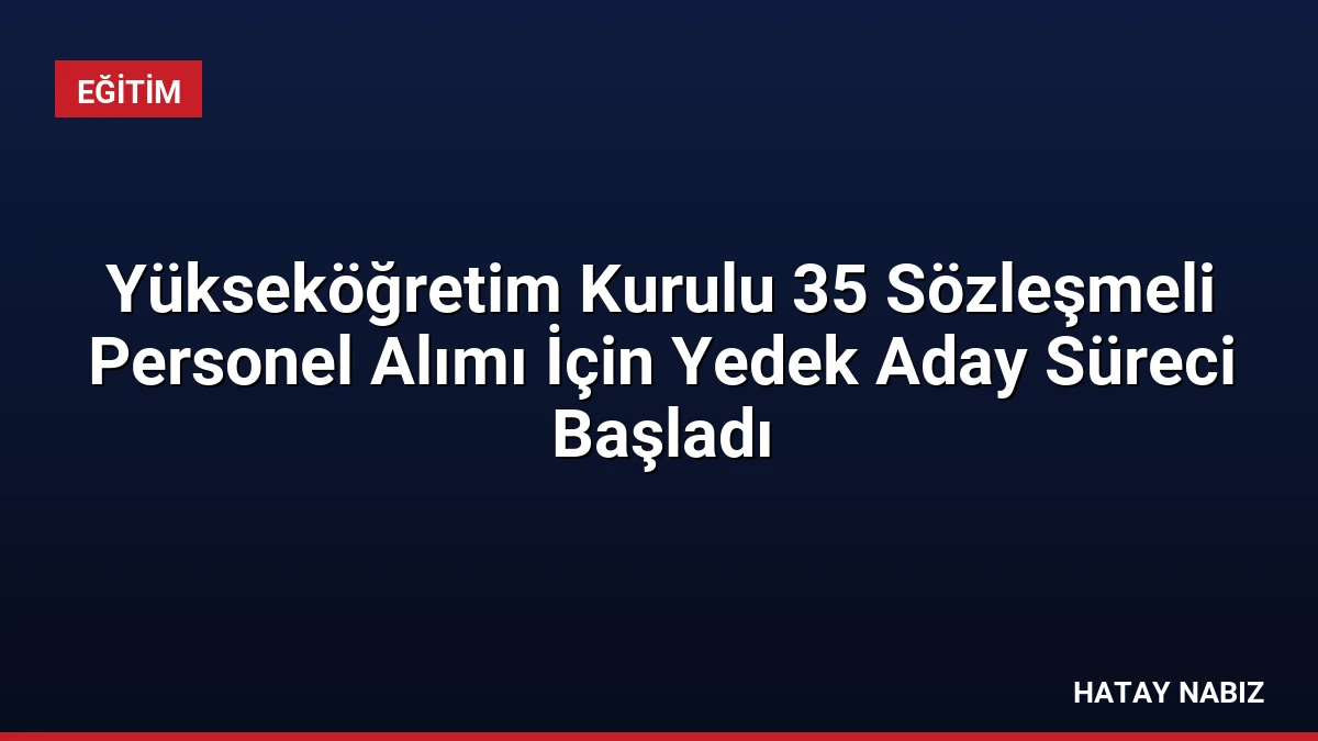 Yükseköğretim Kurulu 35 Sözleşmeli Personel Alımı İçin Yedek Aday Süreci Başladı