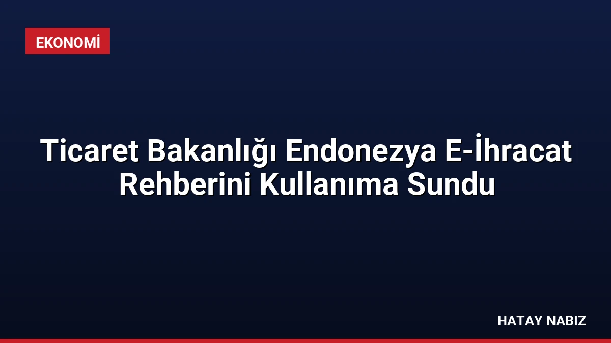 Ticaret Bakanlığı Endonezya E-İhracat Rehberini Kullanıma Sundu