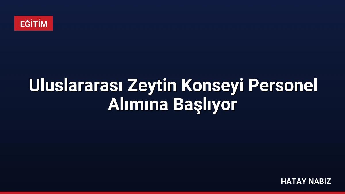 Uluslararası Zeytin Konseyi Personel Alımına Başlıyor