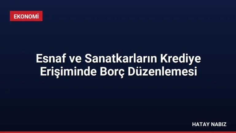 Esnaf ve Sanatkarların Krediye Erişiminde Borç Düzenlemesi