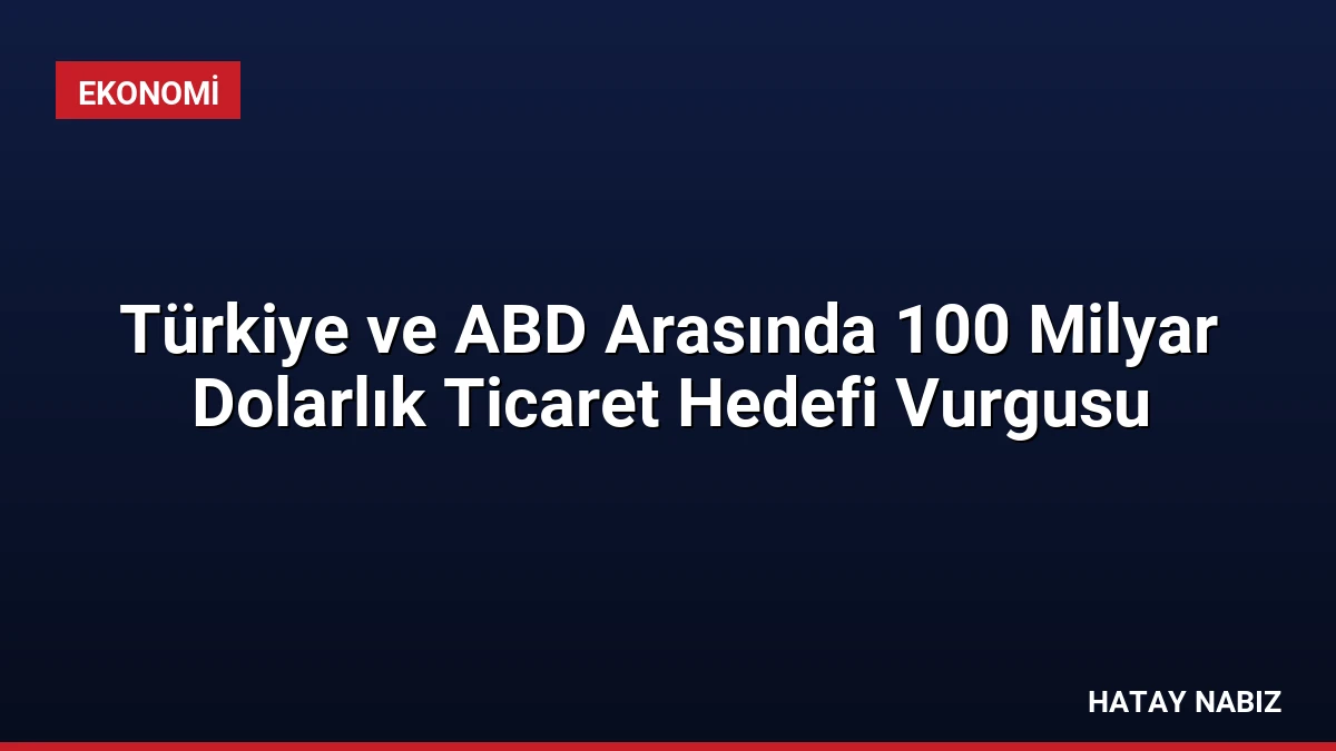 Türkiye ve ABD Arasında 100 Milyar Dolarlık Ticaret Hedefi Vurgusu