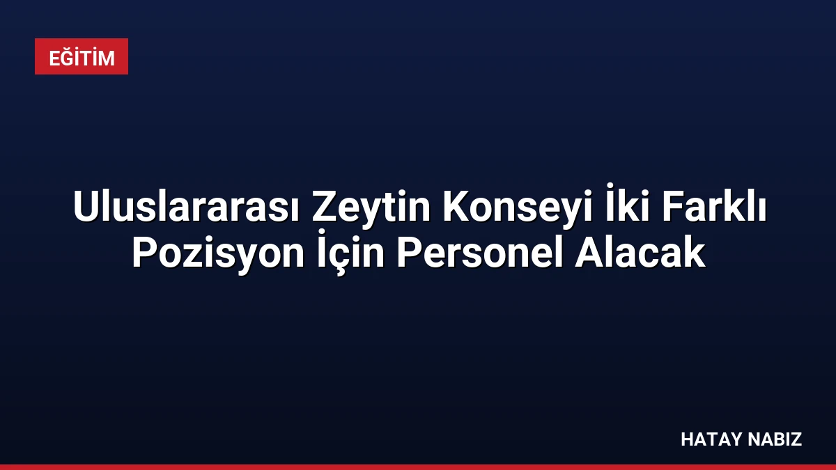 Uluslararası Zeytin Konseyi İki Farklı Pozisyon İçin Personel Alacak
