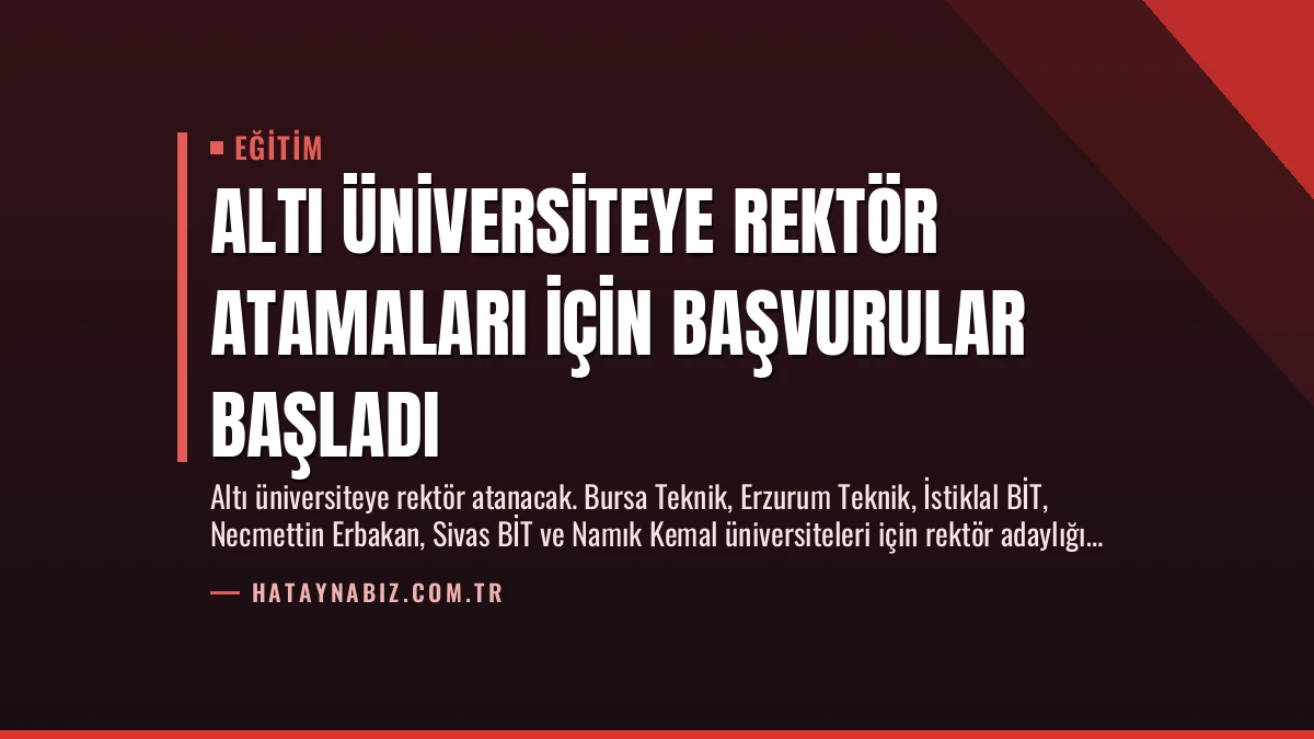 Altı Üniversiteye Rektör Atamaları İçin Başvurular Başladı