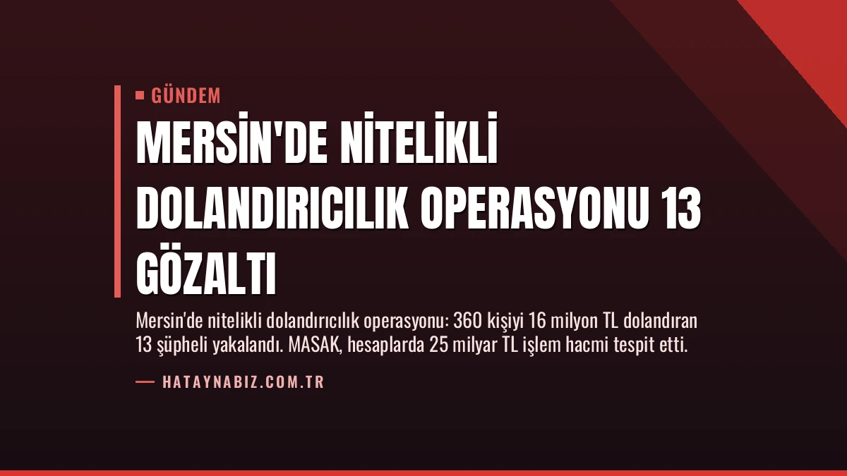 Mersin’de Nitelikli Dolandırıcılık Operasyonu 13 Gözaltı