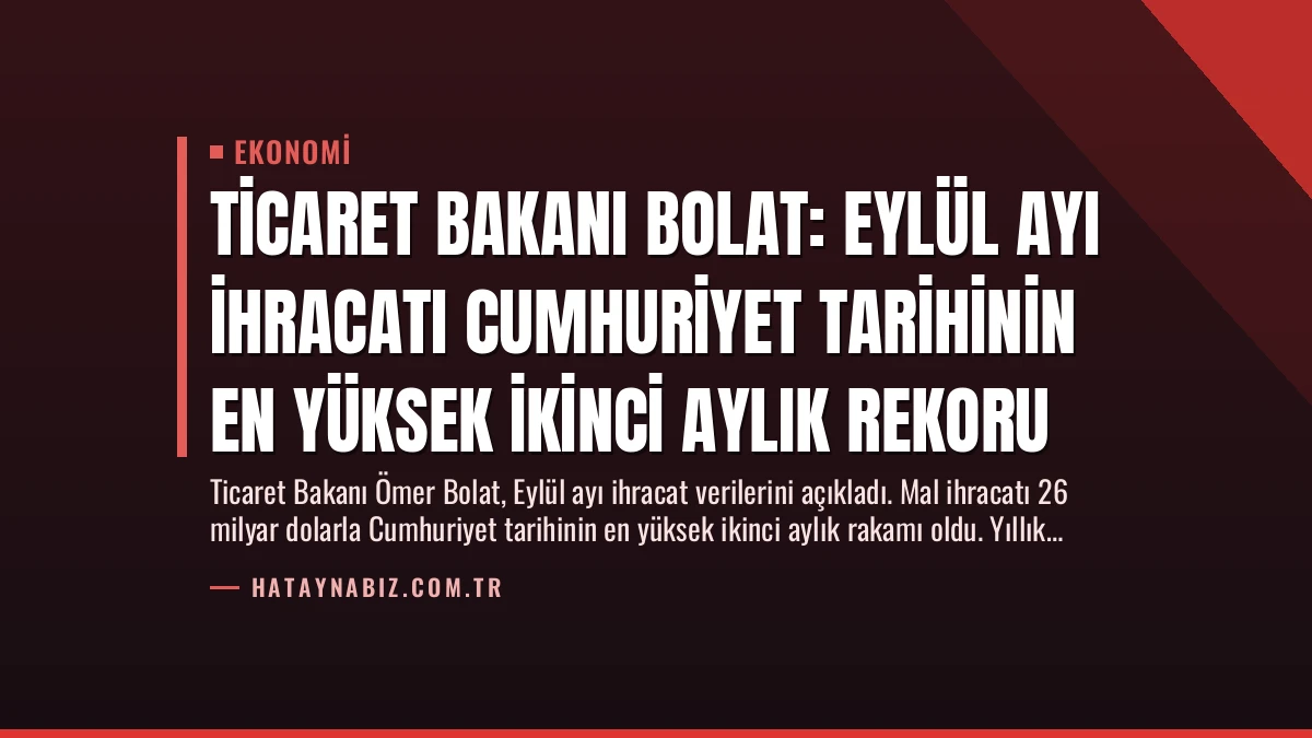 Ticaret Bakanı Bolat: Eylül Ayı İhracatı Cumhuriyet Tarihinin En Yüksek İkinci Aylık Rekoru